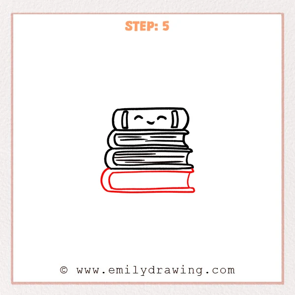 how to draw a stack of books - Step 5